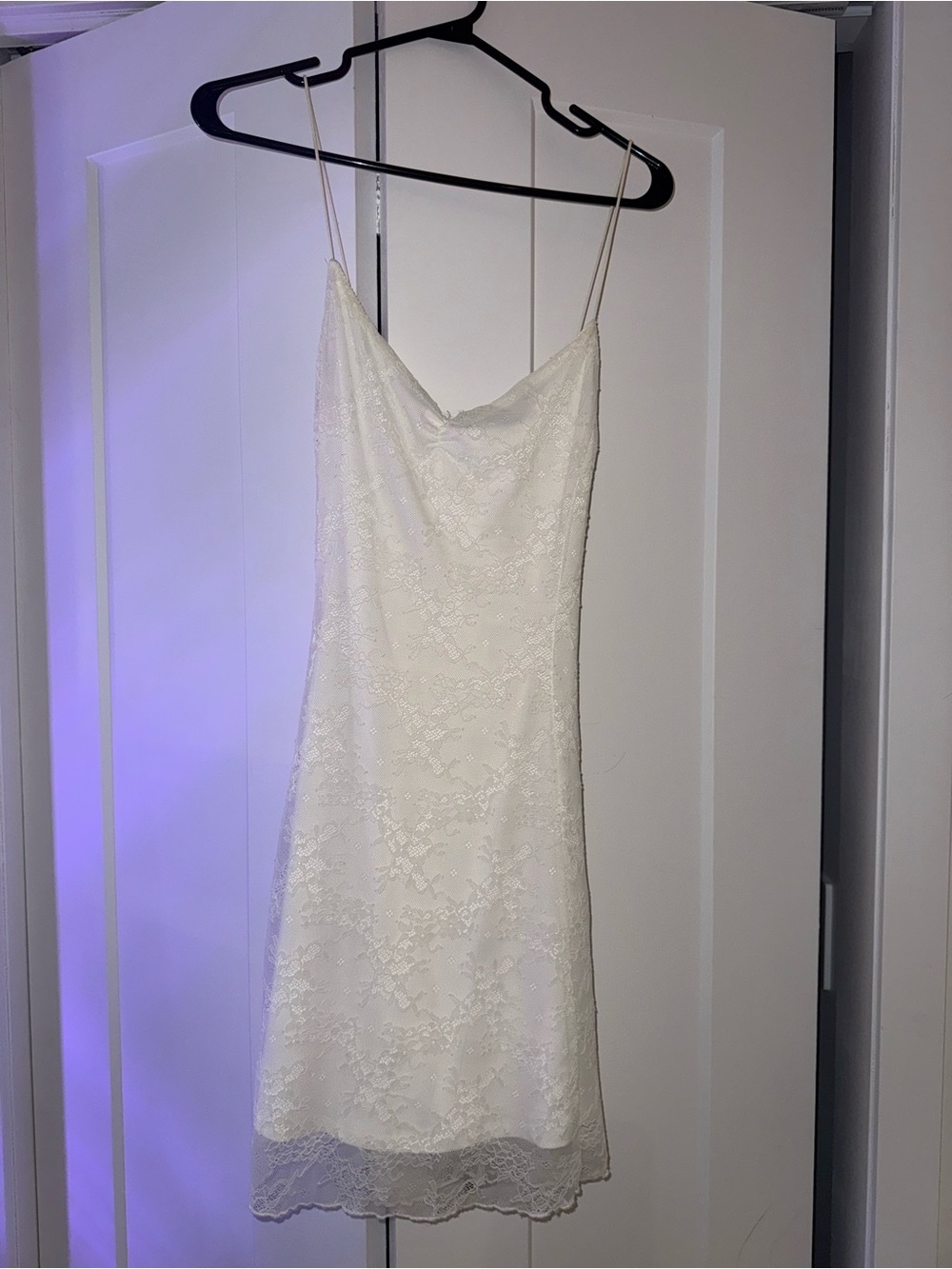 Garage White Lace Mini Slip Dress